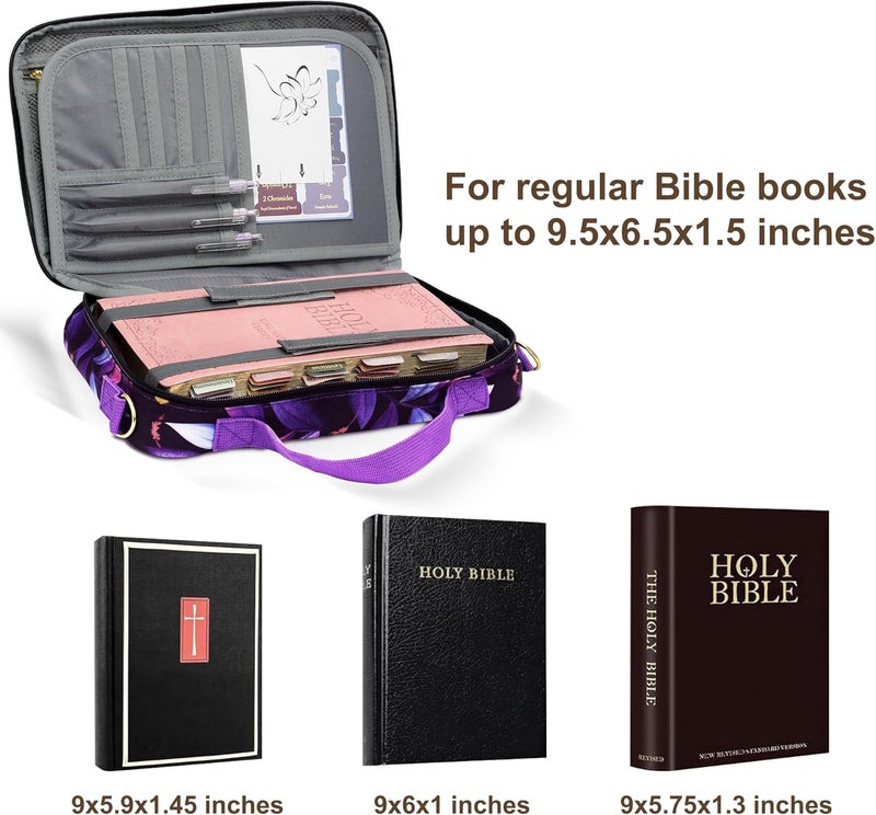 GUEER Bible Cover for Women, Bible Holder, Bible Cover Carrier Carrying Organizer Bag, God is Within Her She Will Not Fall, Zipper and Pockets for Standard Size Bible, Gift for Women（hengban） - Image 3